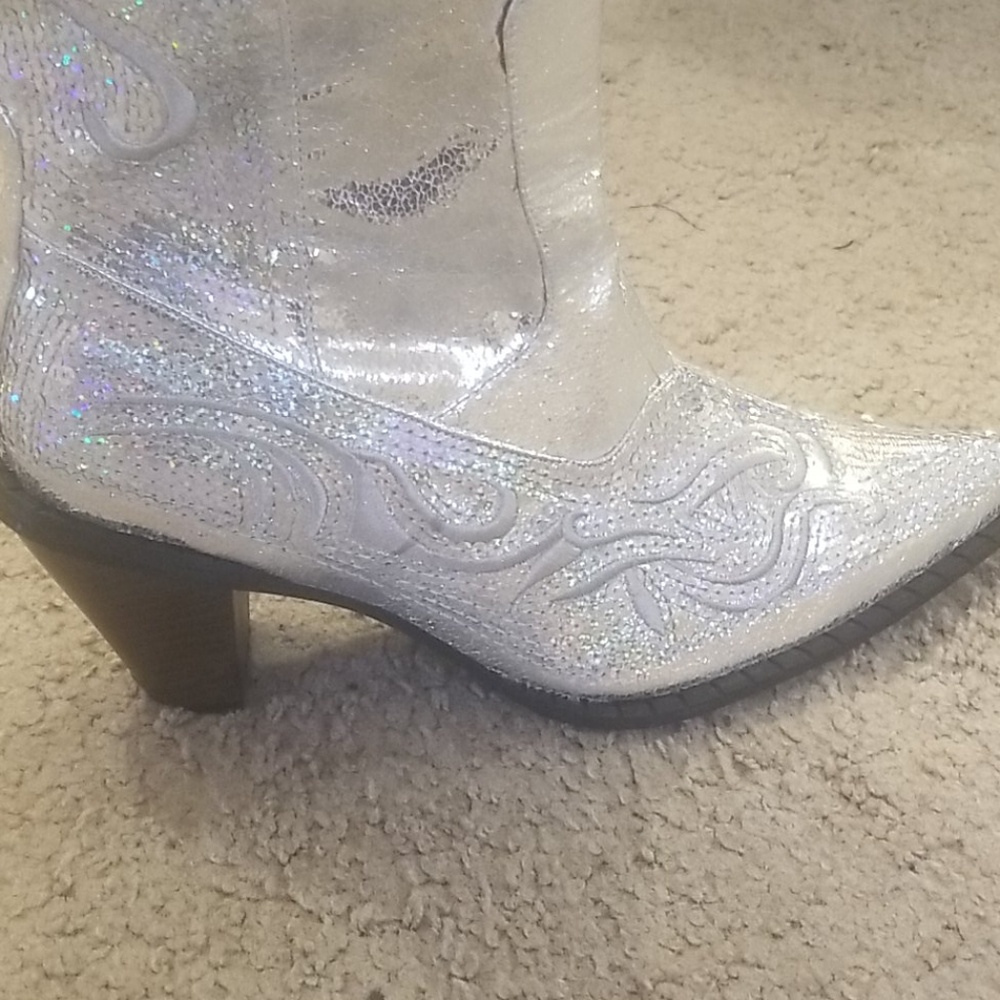 Silver sequin boots